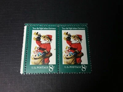 Pair of 1472 Color Shift ERROR 8¢ Santa  Mint NH  - Image 1 of 2