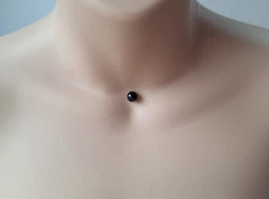 Single Black Onyx Ball Floating Illusion Necklace, Gemstone on Transparent Cord - Picture 1 of 9