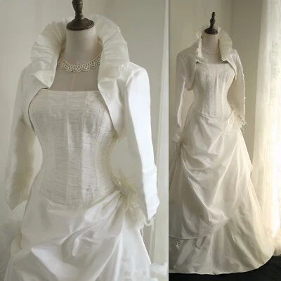 Victorian Wedding Dresses Satin Sweetheart with Jacket Vintage 1950s Bridal Gown - Image 1 of 4