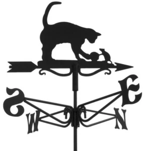 Cat and Mouse Weathervane Mini Steel Wall Mount Powder Coated House Rooftop - Imagen 1 de 1