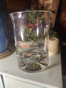‘Galaxy' CrystalGlass CylinderFlower Vase 9.5” T 6.5” W 2” ThickBaseHEAVY! Gorg! - Picture 1 of 9