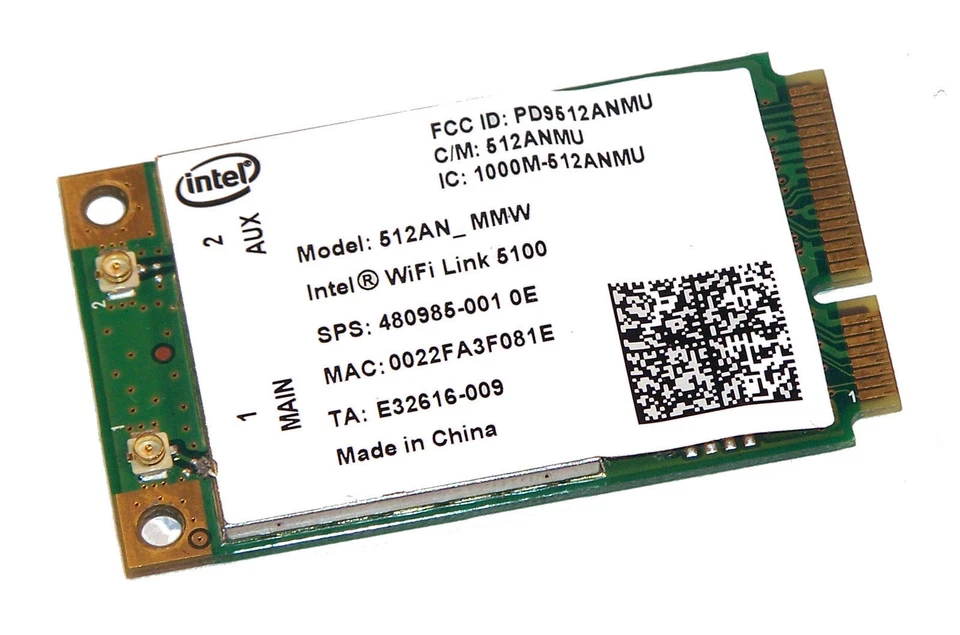 HP INTEL WIRELESS 5100 802.11ABGN MINI PCI-E CARD 480985-001 512AN_MMW - Image 1 of 1