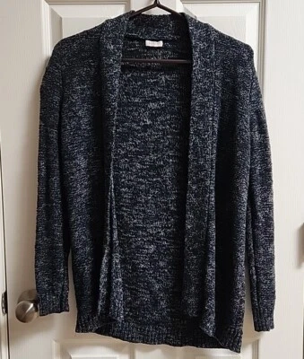 J.Crew 女式 S 开襟开衫毛衣黑色棉亚麻混纺长袖 — 第 1/4 张图片