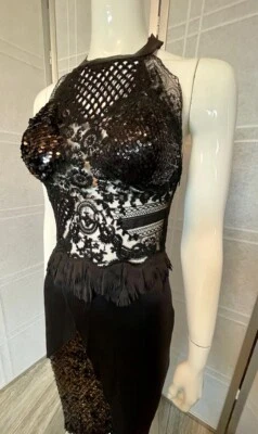 Ermanno Scervino Racer Back Black Lace Crochet Detail Gown - Size 40 - Image 1 of 4