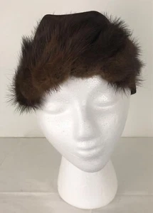 Vintage Vandervoorts Brown Wool Felt Hat with Fur Accent - Picture 1 of 10