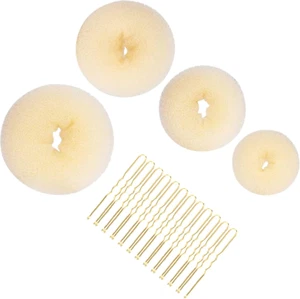 4Pcs Hair Donut Hair Bun Shaper Set,Chignon Bun Maker Hair Ring Style  - Picture 1 of 12