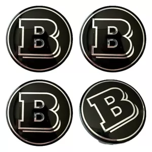 4x For Mercedes Brabus Black Alloy Wheel Hub Centre Caps Emblem Badge 75 mm - Picture 1 of 4