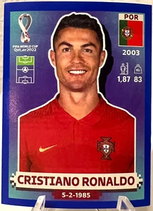 Panini 2022 FIFA World Cup Cristiano Ronaldo Portugal Sticker Blue POR18 - Picture 1 of 1