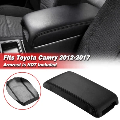 Fits 2012-2017 Toyota Camry Center Console Lid Armrest Leather Cover Trim Black - Image 1 of 4