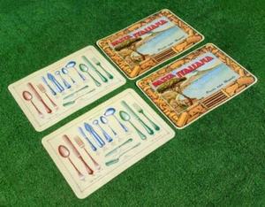 Napoli Pasta Italiana Italia Utensilios Herramientas Mesa de Recuerdo Años 90 4 Piezas Alfombra de Colocación Nuevo de Lote Antiguo - Imagen 1 de 6