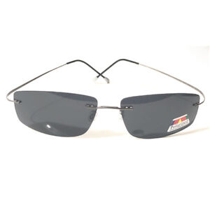 Men Ultra Light Hingeless β-Titanium Rimless Polarized Sunglasses Rectangular