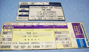 2 Variations of The Who Concert Tickets at The Ice Palace Tampa 9/26/2000 - Picture 1 of 3
