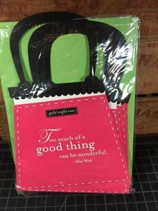 6 Pink Girls Night Out Purse Invitations with Green Envelopes - Picture 1 of 3