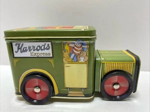 Vintage Harrods Express Truck Collectible Tin Moving Wheels Empty With Lid Rare - Picture 1 of 9