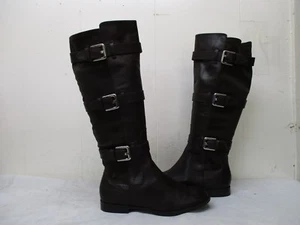 CALVIN KLEIN Hillary Brown Leather Buckle Riding Boots Womens Size 5 M - Picture 1 of 8