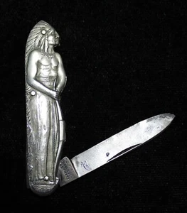 American Indian Pocket Knife D Peres Solingen Germany Nice Vintage Historical - Picture 1 of 4
