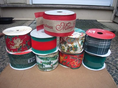 Surtido de rollos de cinta con cable regular artesanías vacaciones Navidad lote de cintas Foto 1 de 4