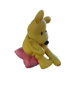 Newton Law Collection Yellow Bear Sitting On Pink Pillow - Picture 1 of 4