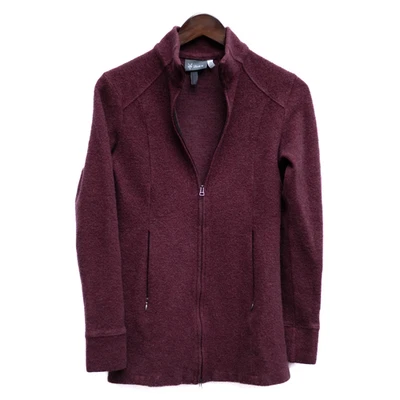 IBEX Merino Wool Full Zip Jacket Women’s Small Burgundy USA Outdoor Athletic - Image 1 of 4