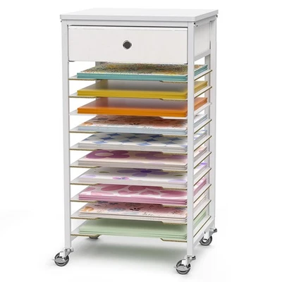 Scrapbook Paper Storage - 10 Tier Rolling Storage Cart with Drawer and Table ... - Image 1 of 4
