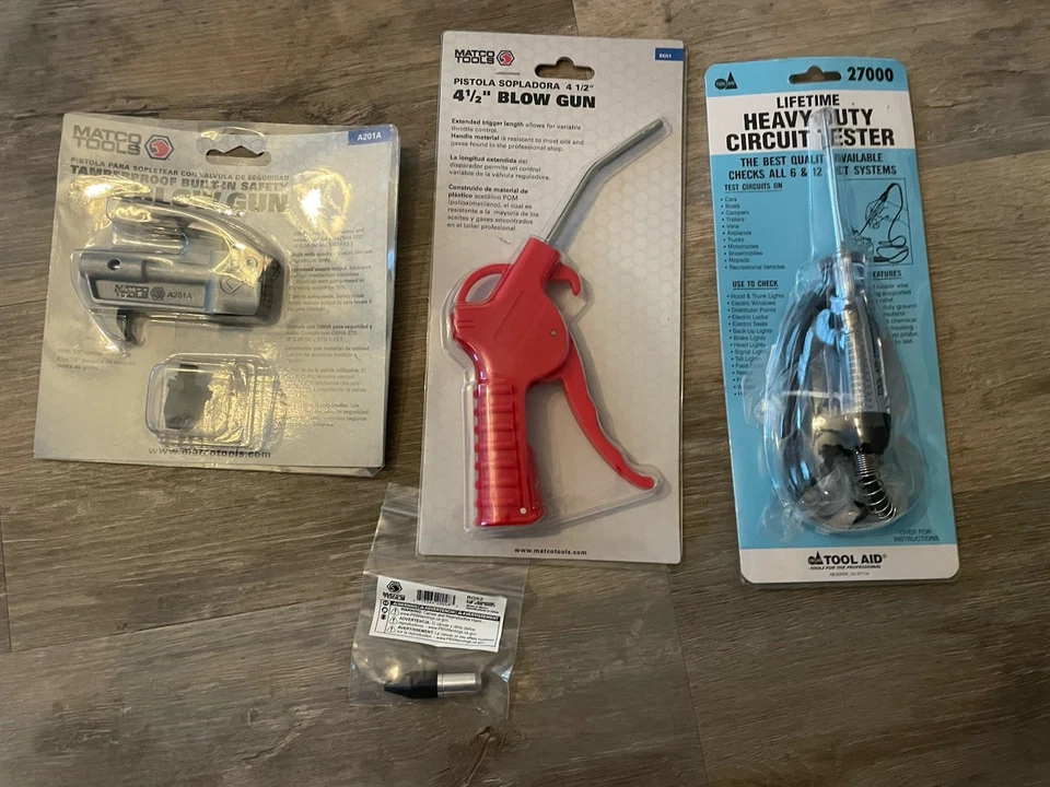 全新 4 件装 Matco 4 1/2 英寸吹枪和尖头,工具辅助圆圈测试仪,Matco 吹气枪 — 第 1/1 张图片