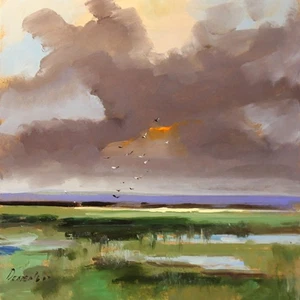 PAISAJE Pintura al óleo contemporánea 8x8 UCRANIA - Imagen 1 de 12