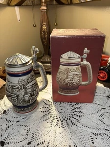 1979 AVON CAR CLASSICS Lidded Ceramic Beer Stein In Original Box - Picture 1 of 13