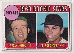 1969 Topps KC Royals COMBO SIGNED Ellie Rodriguez, Steve Jones CARD AUTOGRAPHED - Picture 1 of 1
