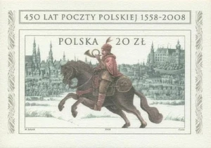 Poland 2008 450 years of Polish Post Horse Unusual Unique Silk Miniature sheet - Picture 1 of 2