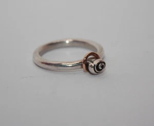 Retired Pandora Silver Silver 14k Halo Rosebud Stacker Ring Sz: 10.5 [115GRA] - Picture 1 of 9