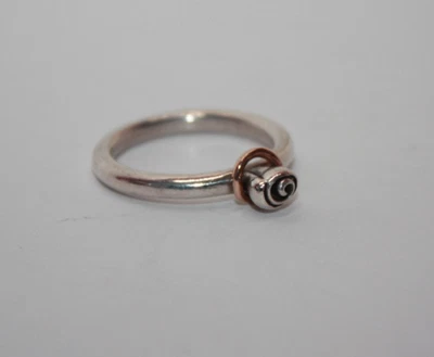 Retired Pandora Silver Silver 14k Halo Rosebud Stacker Ring Sz: 10.5 [115GRA] - Image 1 of 4