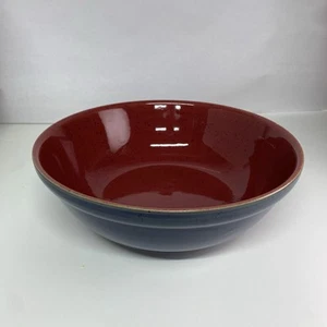 Denby Harlequin Metz 11.5in Pasta Serving Bowl Blue & Red Trim Large England - Picture 1 of 7