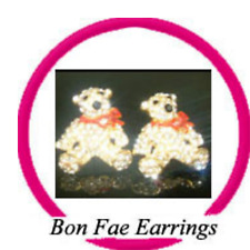 Teddy Bear Earrings Crystal   With Red Enamel Neck Bow for pierced ears