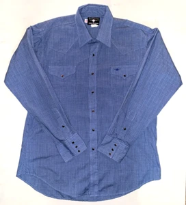 VTG Flying R Ranchwear Shirt Ruddock Mens 17.5 XL 36 Blue Pearl Snap Western USA - Picture 1 of 5