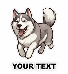 Juego de 2 pegatinas calcomanías para perro husky siberiano con texto personalizado gratuito - Imagen 1 de 5