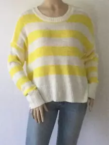 NEW C&C CALIFORNIA White w/Yellow Stripes Pullover Long Sleeve Sweater (Size L) - Picture 1 of 12