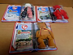 McDonalds TY Teenie Beanie Babies 2000 International Bears II SET COMPLETO di 3 - Foto 1 di 5