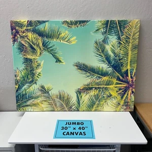Jumbo Palm Tree Leaf Wall Art - 30" x 40" Canvas Artwork - Large Print 30x40 - Picture 1 of 4