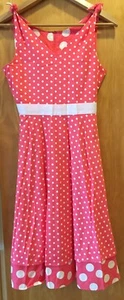 Rare Editions Girls Size 16 Dress Pink and White Polka Dot Sleeveless - Picture 1 of 2