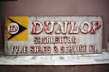 Vintage Dunlop Tire Tyres Sign Board Advertising Die Cut Wood Letters Embossed "