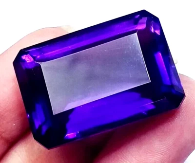 AAA+ Large Purple Amethyst 97.40 Ct. Emerald Cut Loose Gemstone Gift for Women - Image 1 of 4