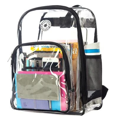 Clear Backpack Heavy Duty Student Bookbag Large Durable See Through School Ba... - Image 1 of 4