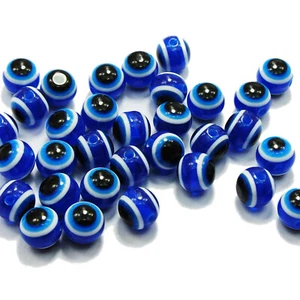200 Royal Blue Acrylic Evil Eye Ball Round Beads 6mm (1/4") - Picture 1 of 4