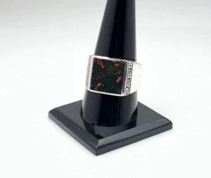 Anillo de piedras preciosas de sangre anillo de sello para hombre plata regalos vintage para San Valentín - Imagen 1 de 4