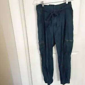 Express Extreme High Rise Chambray Jogger Womens Size Medium Belted Cargo - Picture 1 of 6