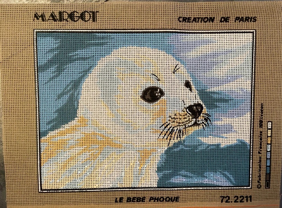 @@@****SUPERBE CANEVAS NEUF MARGOT 40X30CM - BEBE PHOQUE***@@ - Photo 1/1