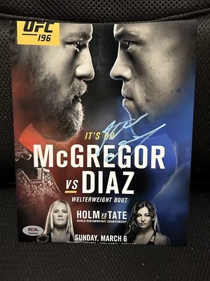 NATE DIAZ UFC 196 SIGNED AUTOGRAPH 8x10 PHOTO VS CONOR MCGREGOR PSA/DNA COA MMA - Image 1 of 3