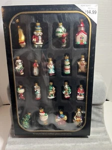 Vintage Set of 16 Unique Treasures blown glass Christmas ornaments New - Picture 1 of 6