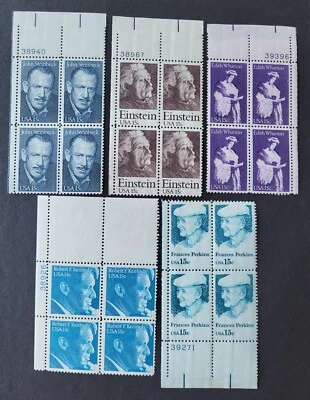Five USA 15-cent plate blocks MNH famous people - Image 1 of 3
