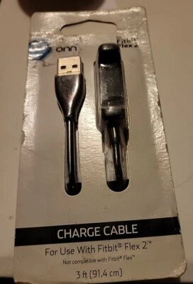Set Of 2 Onn Fitbit Flex 2 Charge Cable Black 3 Feet  ONA17WA026 New In Box - Image 1 of 2